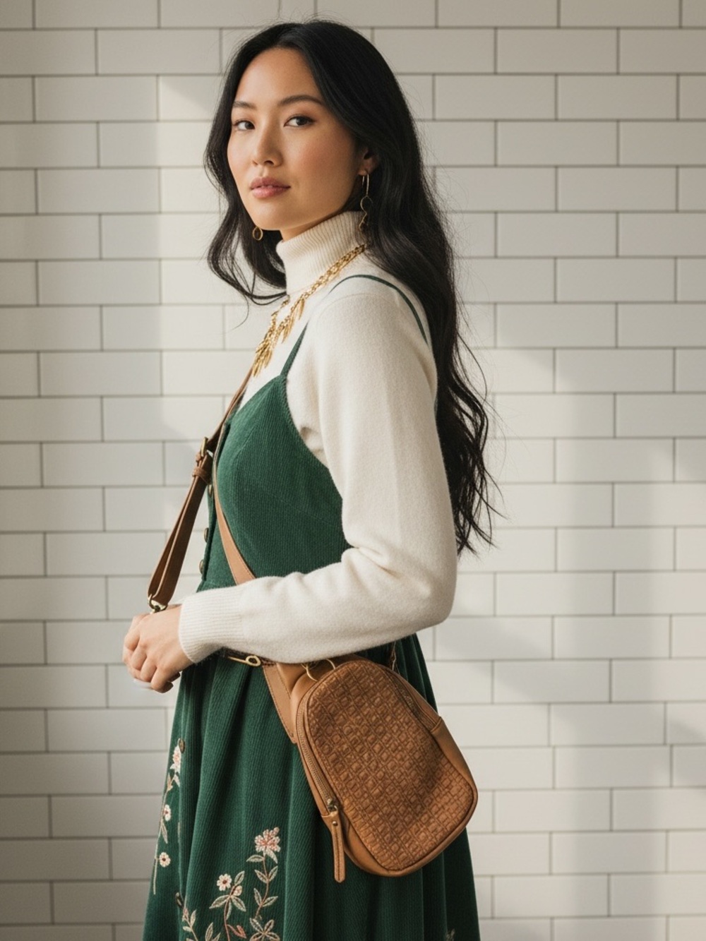 Antik Kraft Tan Woven Crossbody Sling Bag
